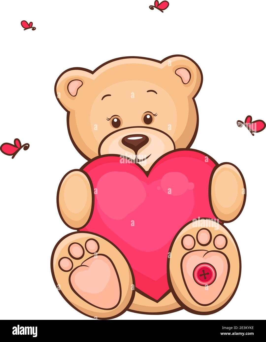 Dibujo a mano de un lindo oso de peluche con corazón rojo Imagen Vector de  stock - Alamy