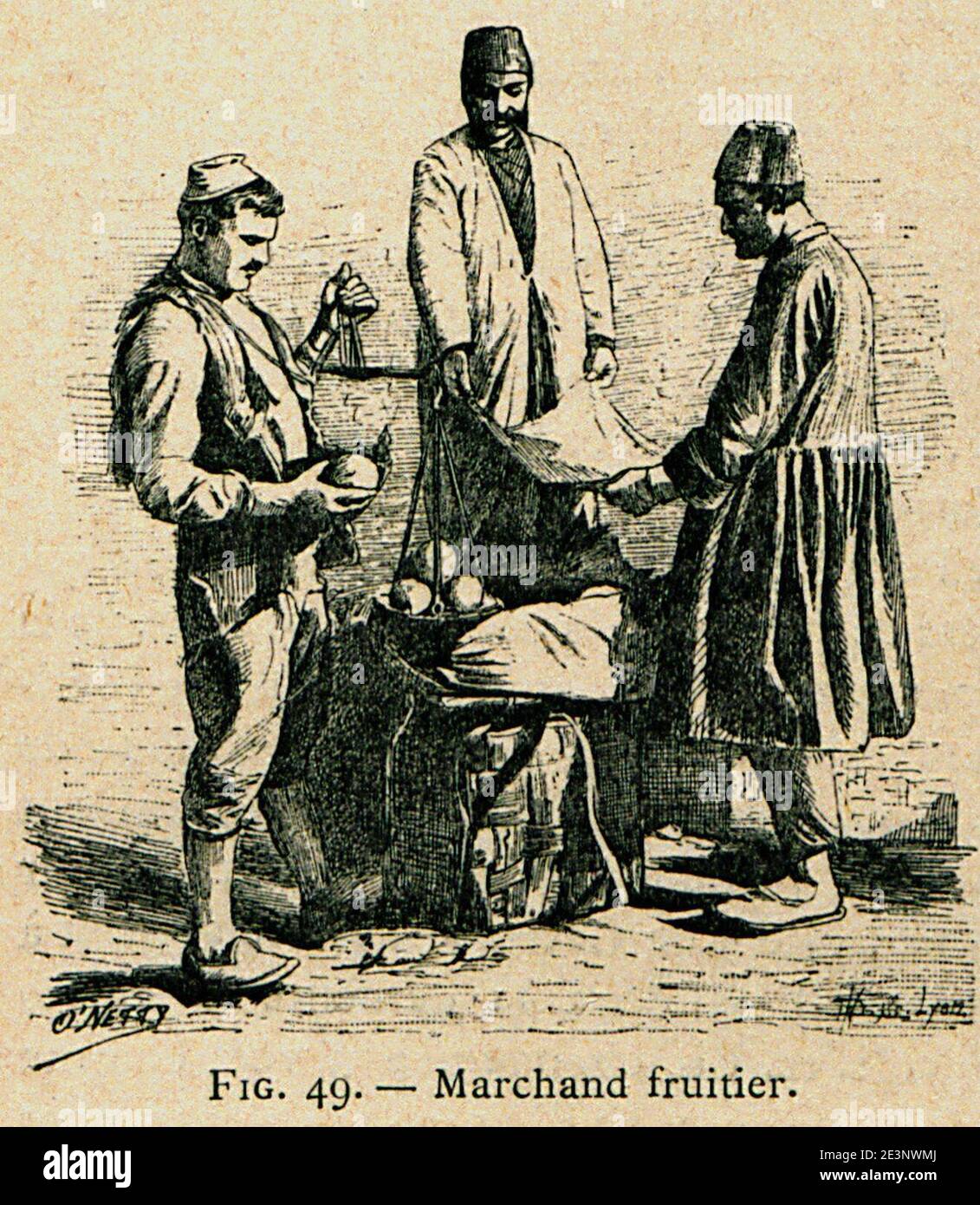 Marchand fruitier - Beauregard J - 1896. Foto de stock