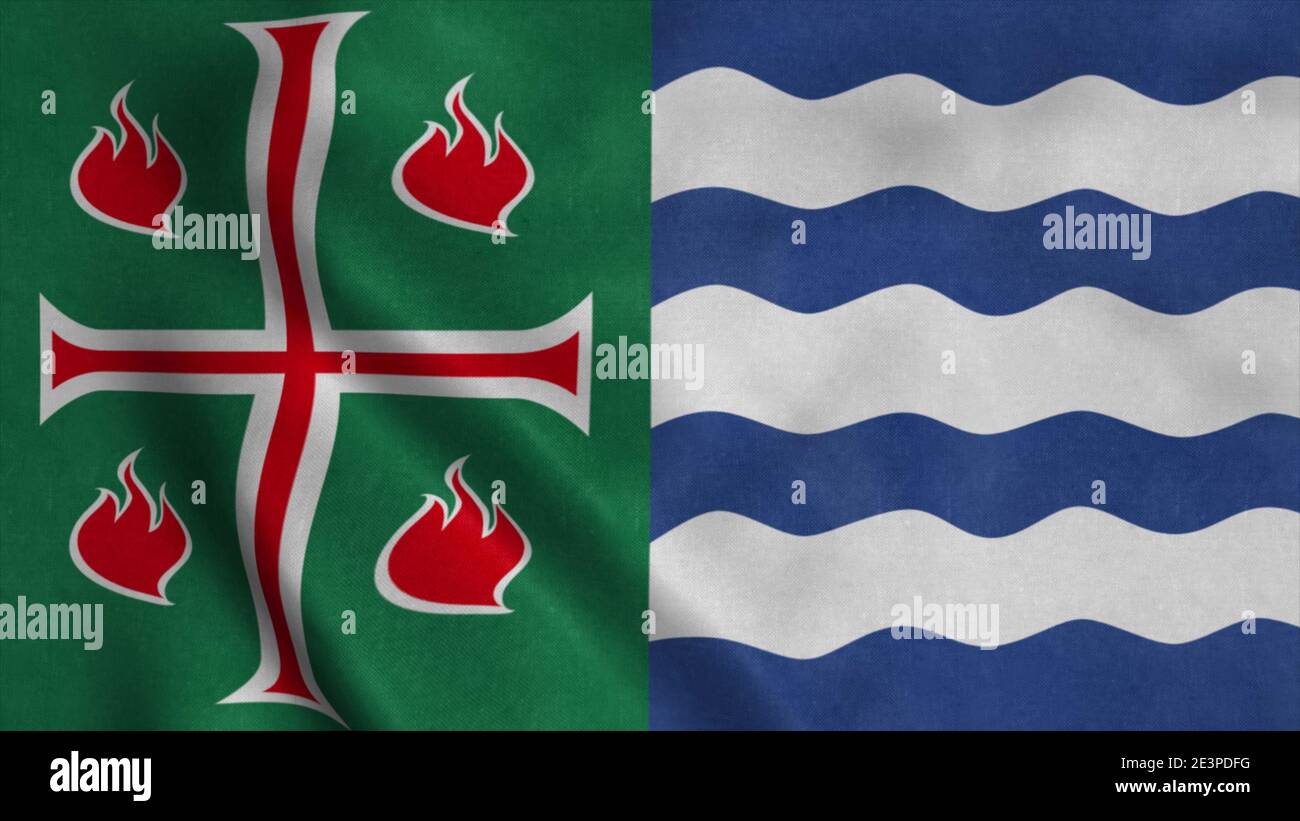 Bandera de Mayagüez, ciudad de Puerto Rico, ondeando en viento