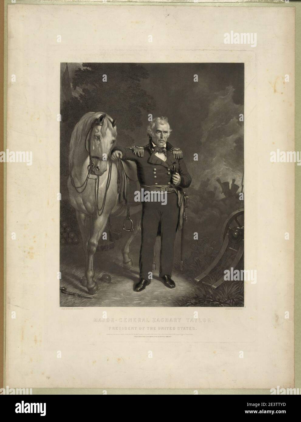 General de División Zachary Taylor-Presidente de los Estados Unidos - de un daguerreotipo original ; grabado por John Sartain. Foto de stock