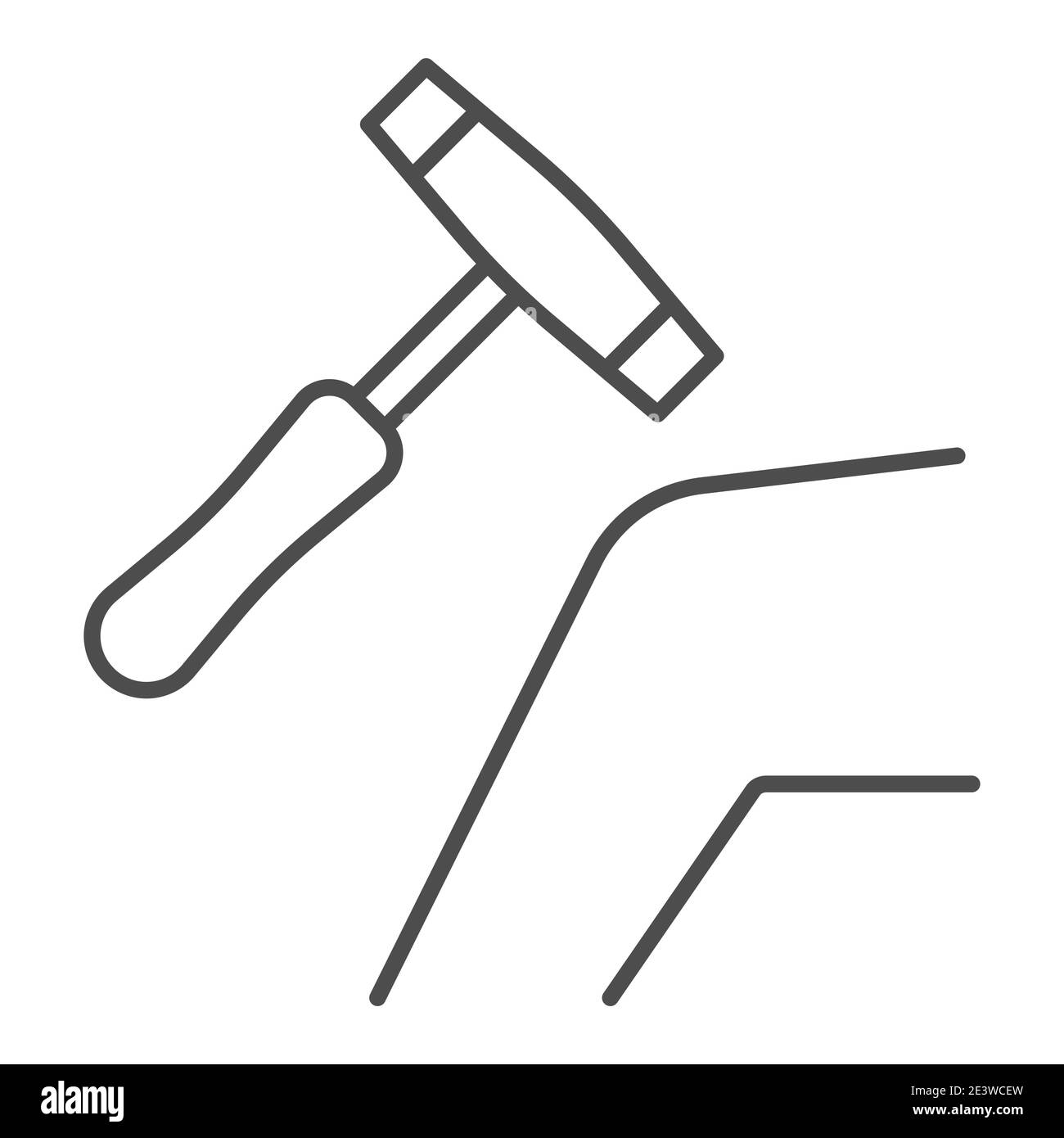 Rodilla humana con martillo médico icono de línea delgada, concepto de  cuidado de la salud, comprobación de la reacción de la rodilla con signo de  martillo sobre fondo blanco, martillo de reflejo