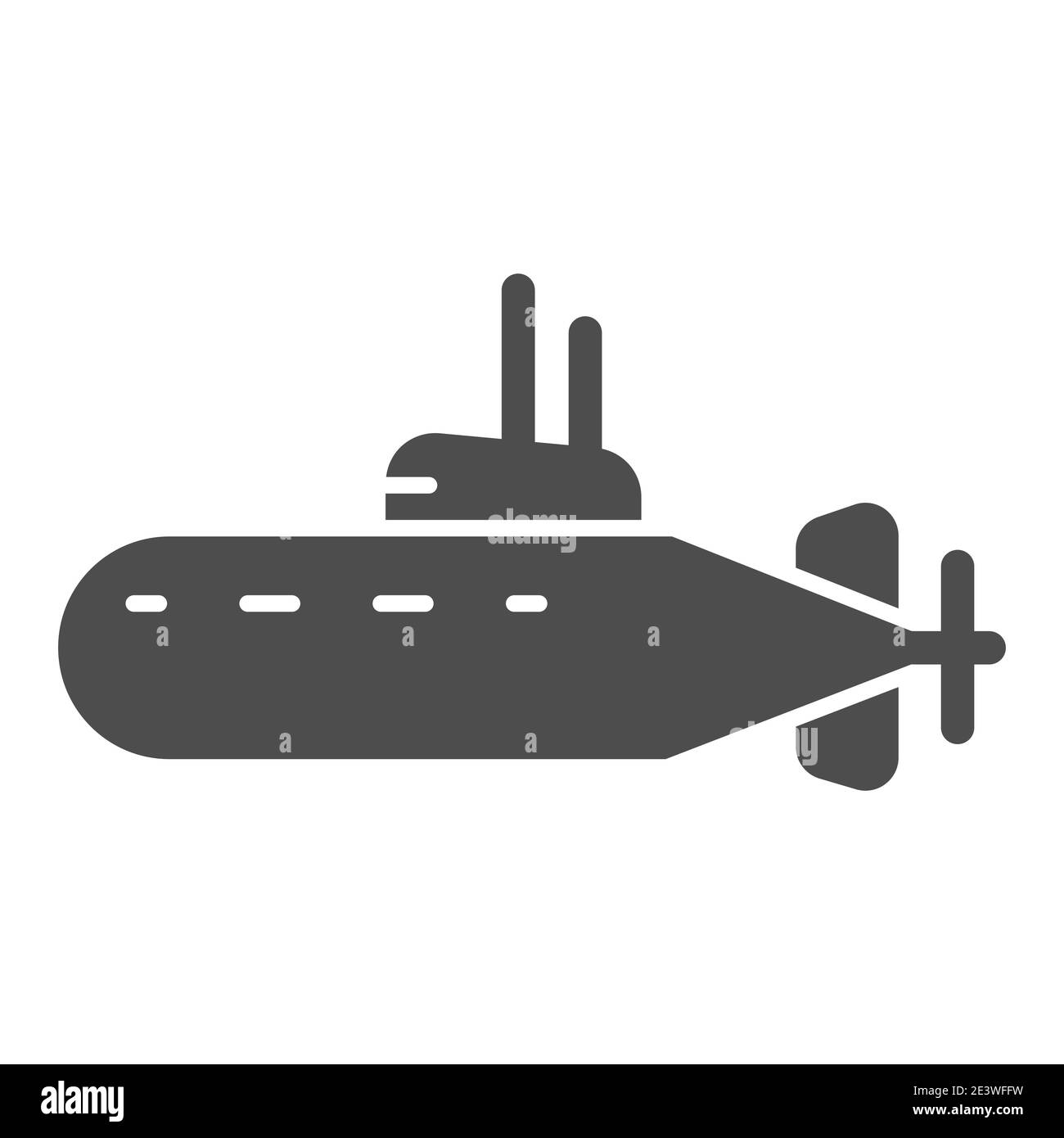 Submarino icono sólido, concepto náutico, submarino signo de barco sobre fondo blanco, submarino con icono periscopio en estilo glifo para concepto móvil y. Ilustración del Vector