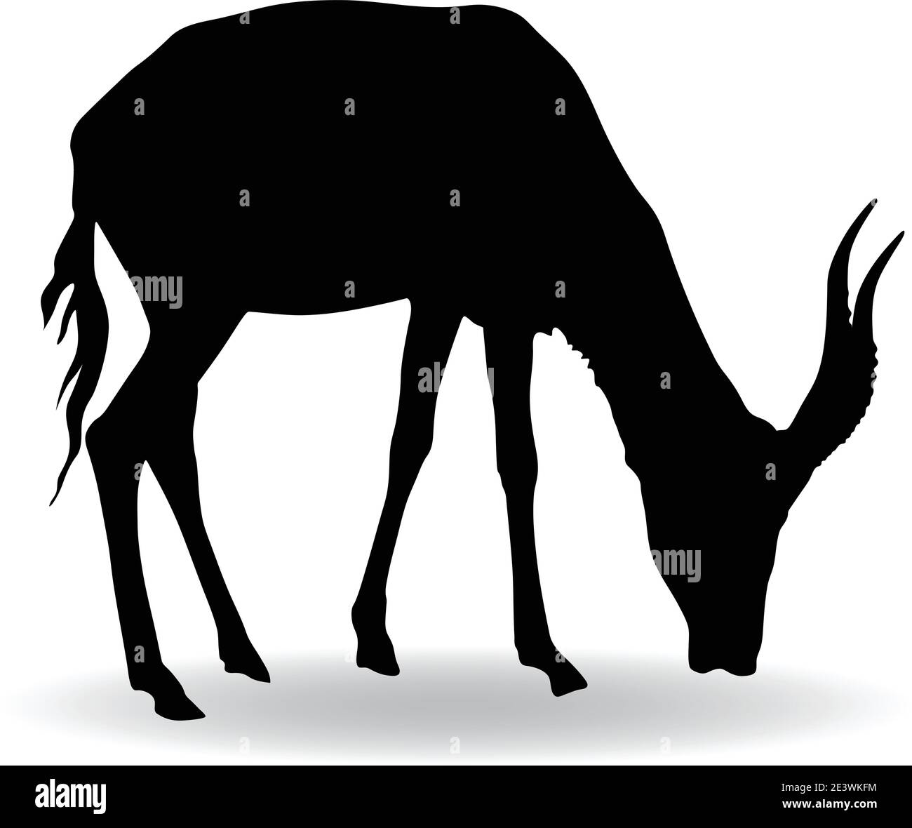 Silueta vectorial negra de antílope Ilustración del Vector