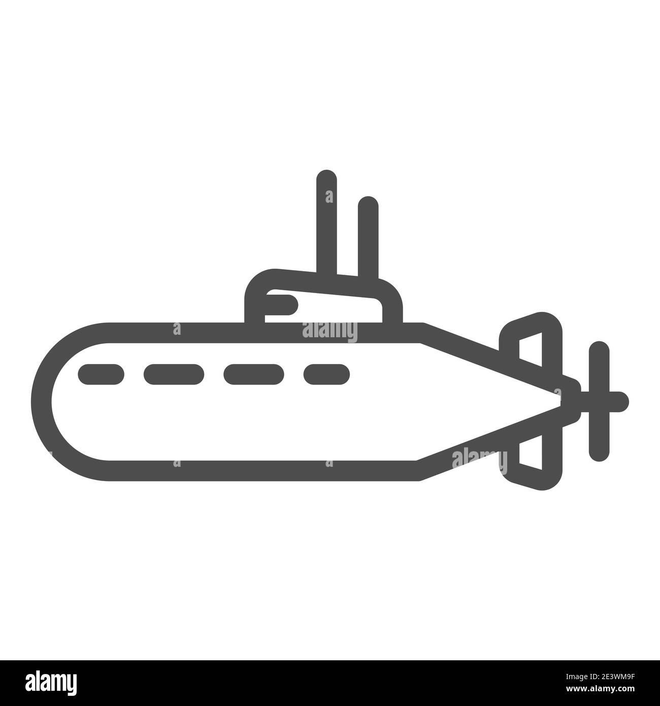 Icono de línea submarina, concepto náutico, submarino signo de barco sobre fondo blanco, submarino con icono periscopio en estilo contorno para el concepto móvil y. Ilustración del Vector