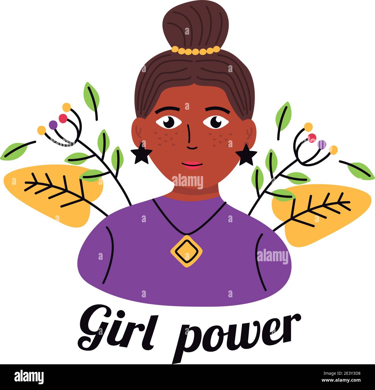 Chica poder mujer afro diseño de dibujos animados de Empoderamiento  feminismo femenino Y derechos tema ilustración vectorial Imagen Vector de  stock - Alamy
