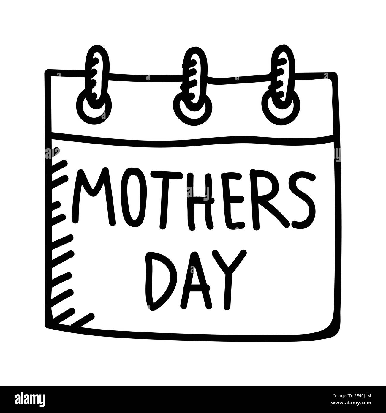 Calendario del día de las madres icono dibujado a mano. Vector Diseño Ilustración firma Logo. Ilustración del Vector