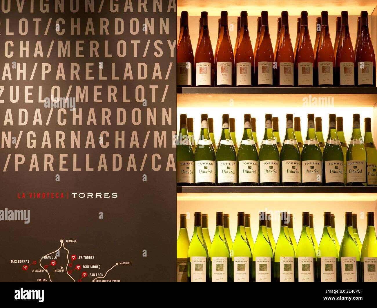 Vinoteca Torres - la Roca (Barcelona) por Toni Arola, Vinothek, español, españa, España, España, España, España-a Catalu-a, gastronomía, gastronomía, gastronomia, gastronomia Foto de stock