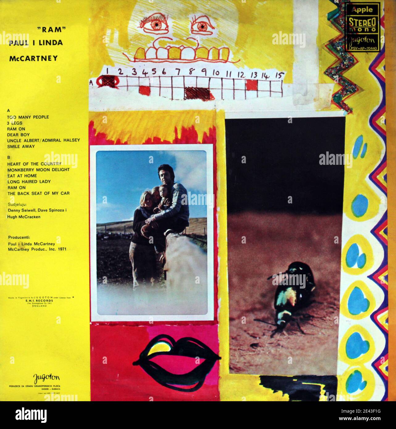 Paul y Linda McCartney: 1971. Cubierta posterior LP: RAM Foto de stock