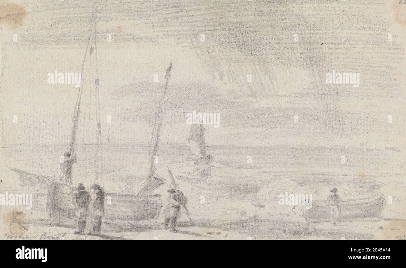 Capitán Thomas Hastings, 1778-1854, británico, Hastings Beach, 5 de noviembre de 1815, 1815. Grafito sobre papel delgado, ligeramente texturizado, de color crema. Foto de stock