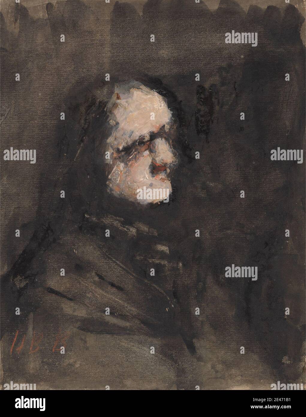 Hércules Brabazon Brabazon, 1821–1906, británico, Amouk, después de Goya, sin fecha. Acuarela y gouache sobre papel medio, ligeramente texturado, color crema montado sobre papel de move beige moderadamente grueso, con textura moderada. Oscuro , hombre , retrato , perfil (figura) Foto de stock
