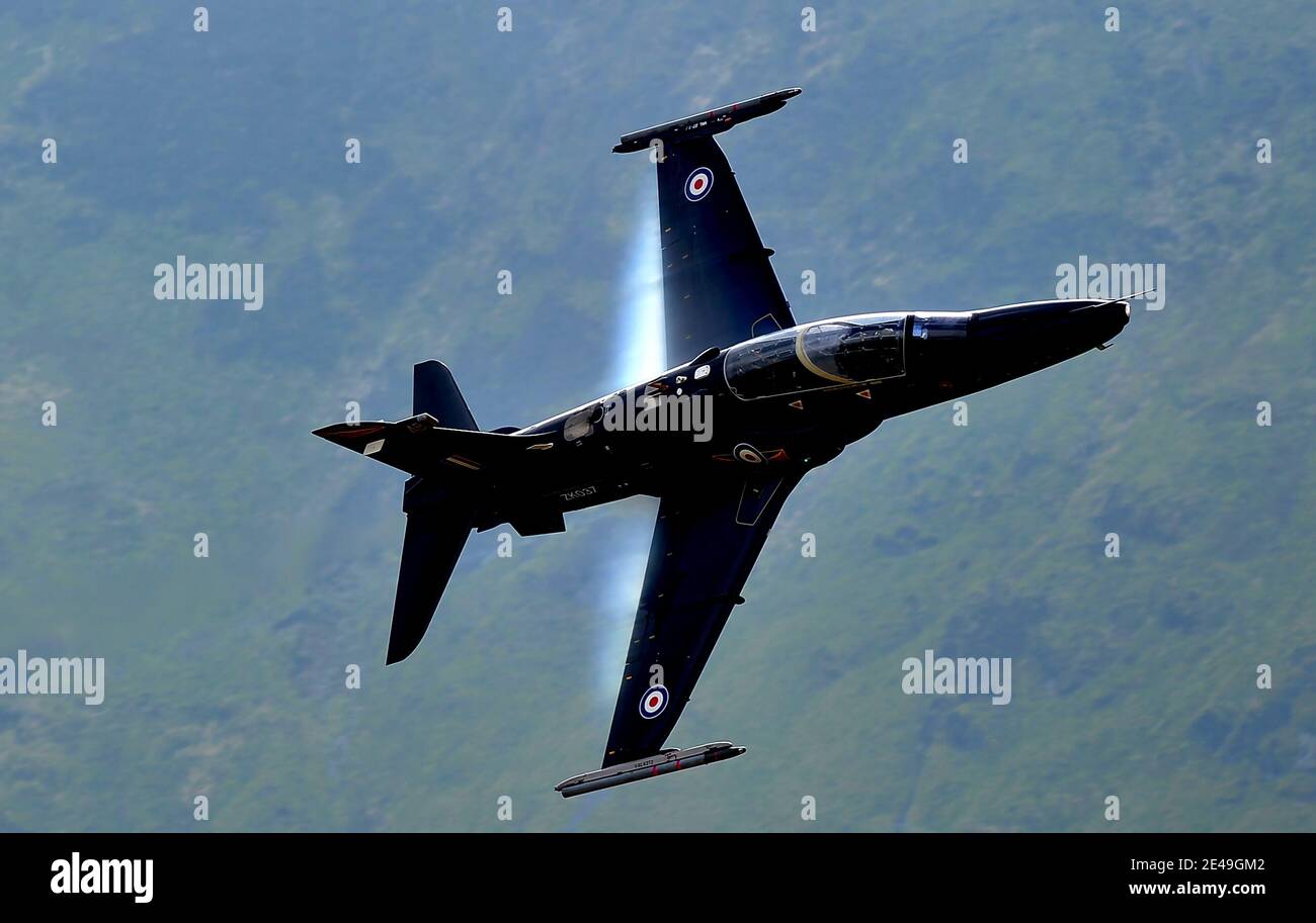 RAF Hawk en el Mach Loop, Gales Foto de stock