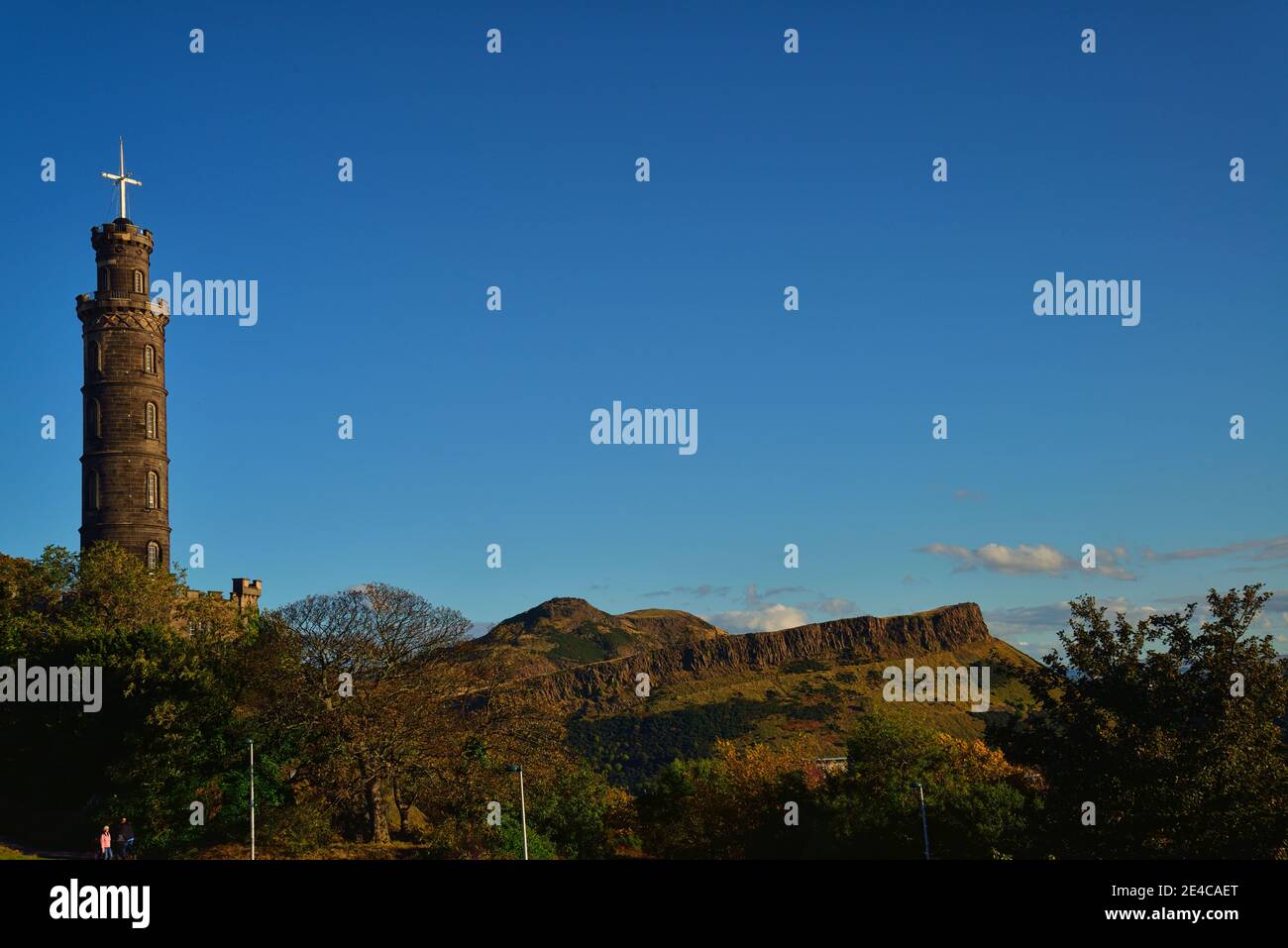 Calton Hill, Monumento Nacional, Monumento Nelson, Edimburgo, Escocia, Gran Bretaña, Islas Británicas, Reino Unido, Reino Unido Foto de stock