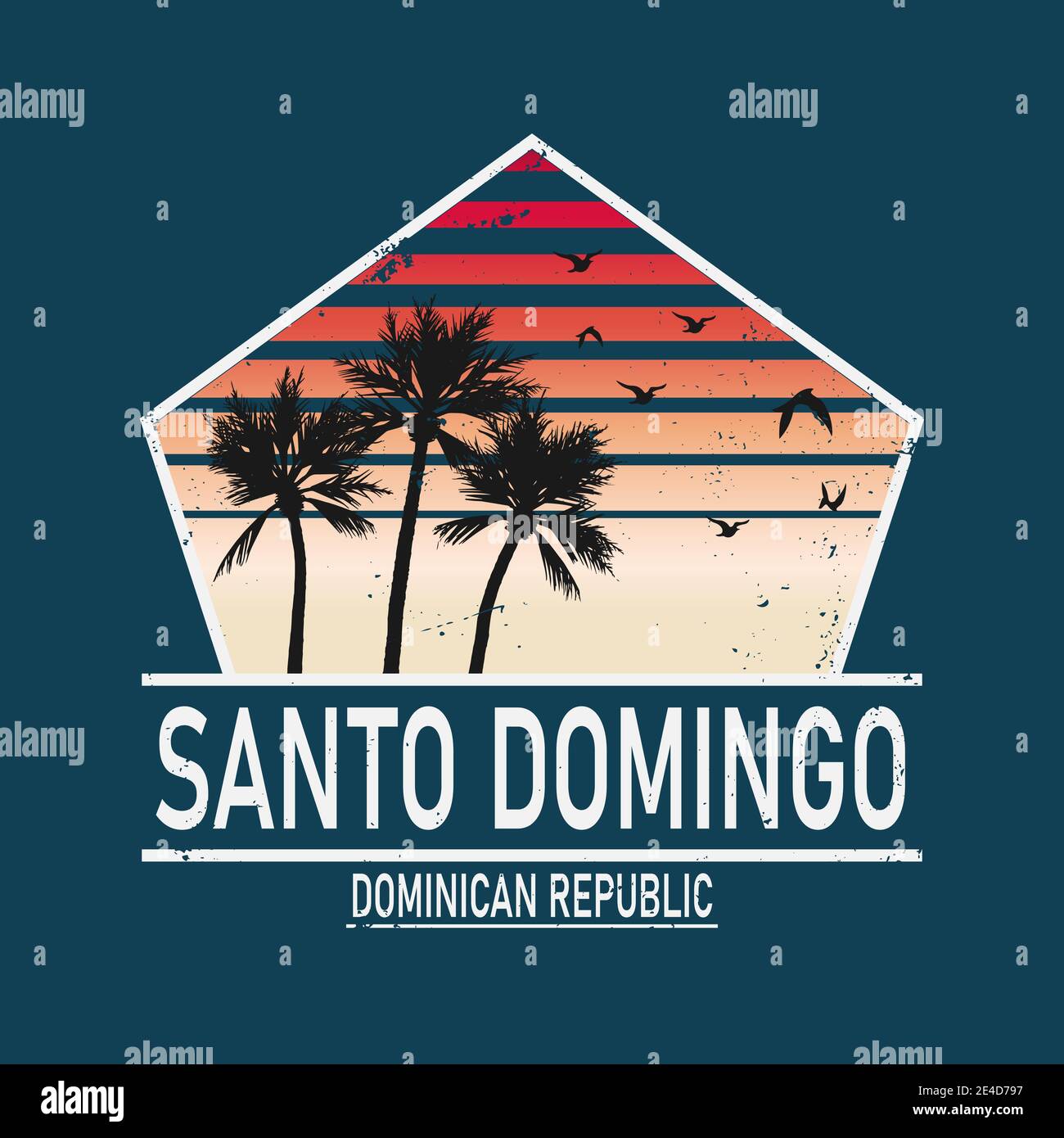 Santo Domingo retro vintage diseño para estampado y camiseta Ilustración del Vector