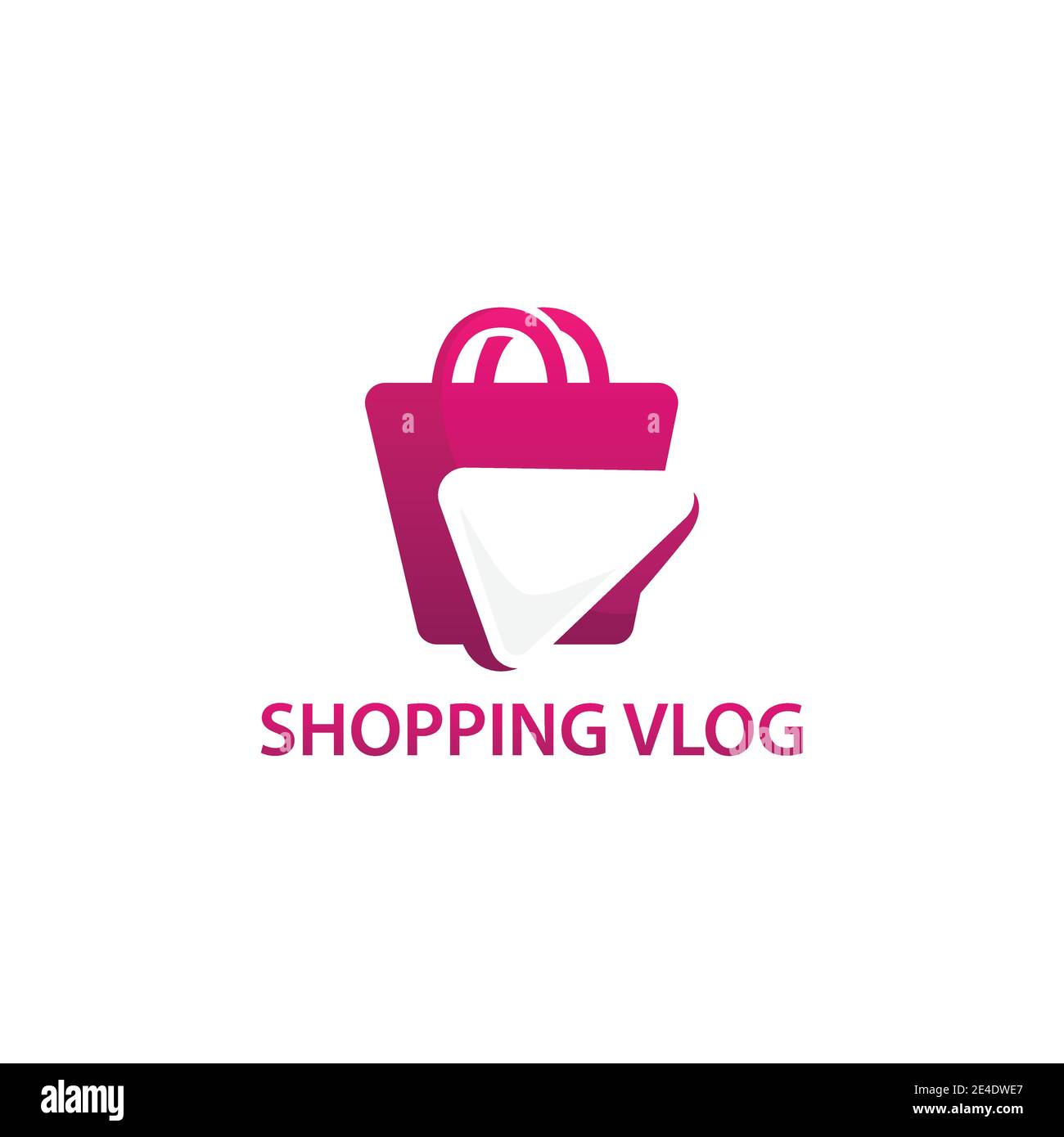 Imagen de diseño de logotipo de vlog de compras modernas. Ver Video Play Logo Diseño de plantilla Vector con diseño de espacio negativo Ilustración del Vector