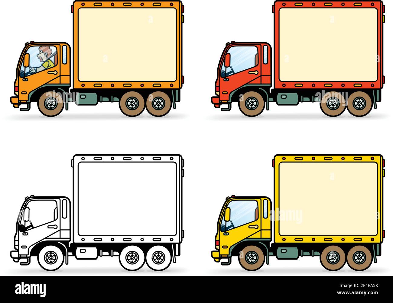 Camiones vector de dibujos animados clipart. Camión de entrega para niños  libro de colorear Imagen Vector de stock - Alamy