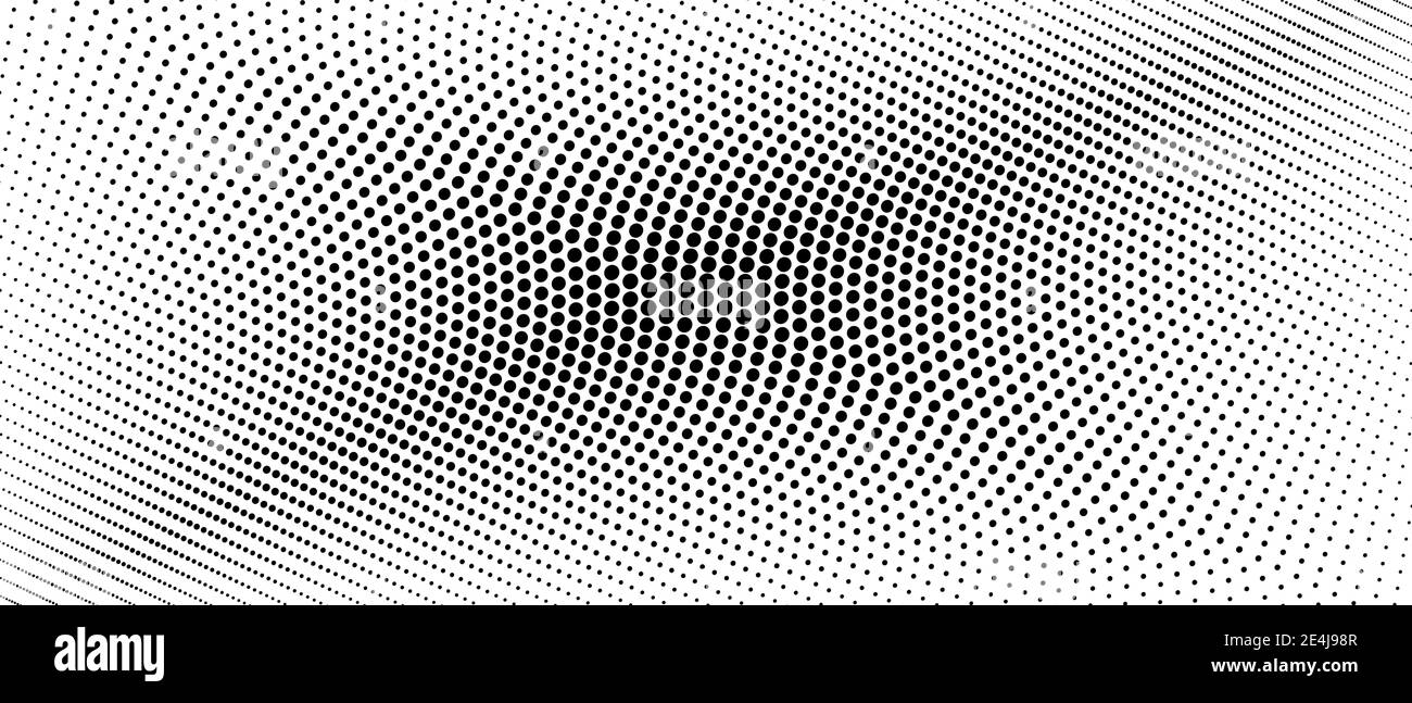 Concepto de banner de media tinta. Manchas negras sobre un fondo blanco. Patrón vectorial monocromo. Líneas curvas punteadas. Diseño abstracto en blanco y negro. EPS10 Ilustración del Vector