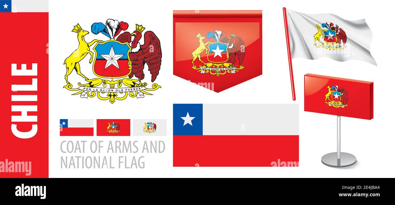 Vector del escudo de armas y la bandera nacional De Chile Imagen Vector