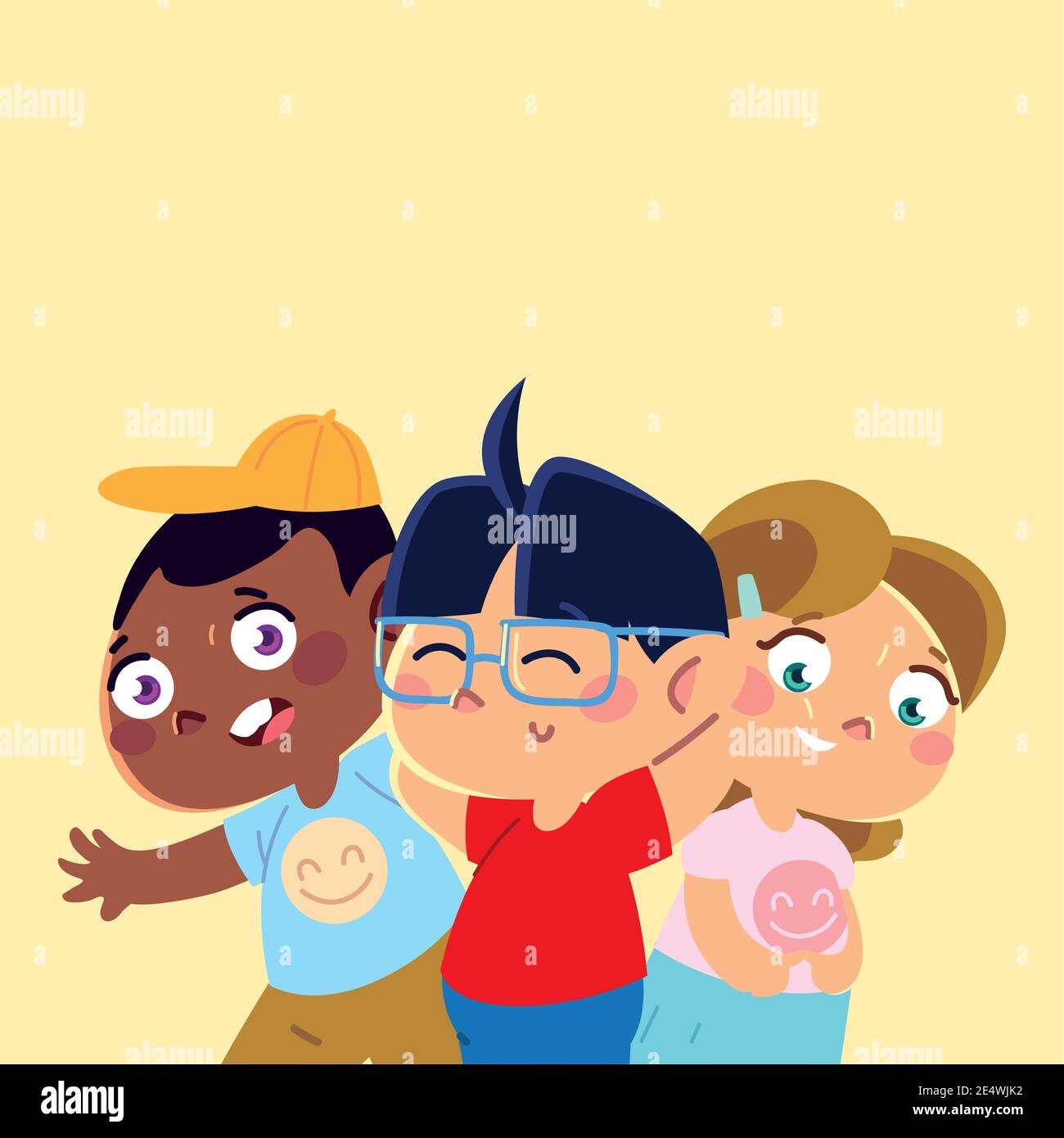 lindos niños pequeños y niña personajes dibujos animados, niños vector  ilustración Imagen Vector de stock - Alamy