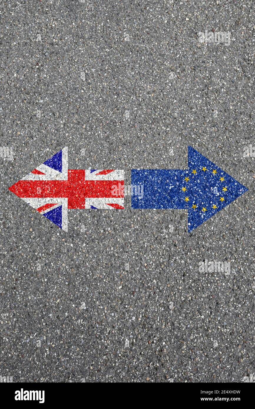 Brexit Unión Europea UE Europa Gran Bretaña formato retrato copyspace Copiar política espacial Inglaterra concepto de salida Foto de stock