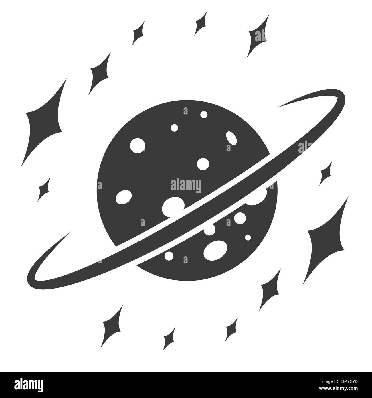 Paisaje cósmico, planeta con anillo y estrellas, icono vector espacio signo  estrella planeta universo Imagen Vector de stock - Alamy
