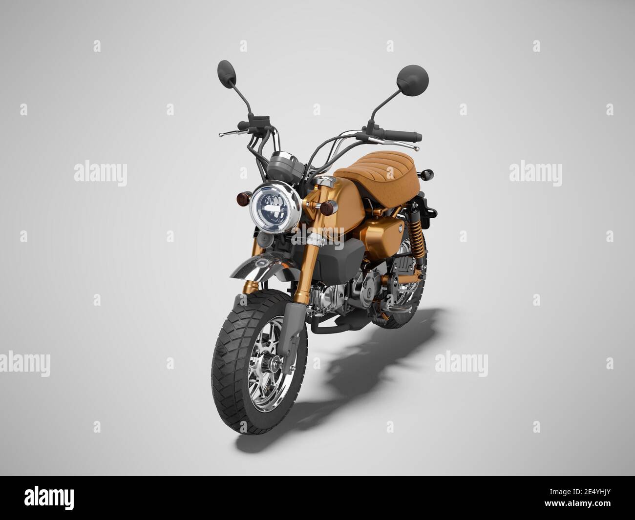 3d rendering marrón motocicleta aislada sobre fondo gris con sombra Foto de stock