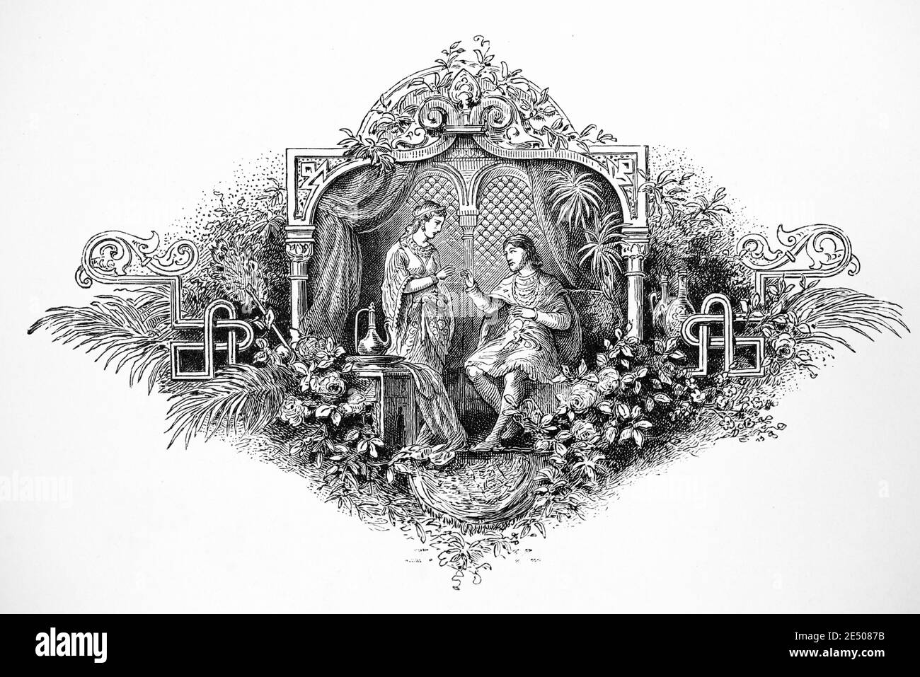Ilustración de Heine´s poema 'Prinzessin Sabbath' o Prncess Sabbat, escritor y poeta alemán Heinrich Heine, colección de poemas Romancero, 1880 Foto de stock