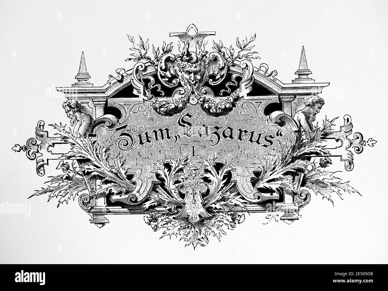 Ilustración de Heine´s poema irónico 'Zum Lazarus', malos sueños sobre la muerte, escritor y poeta alemán Heinrich Heine, colección de poemas Romancero, 1880 Foto de stock