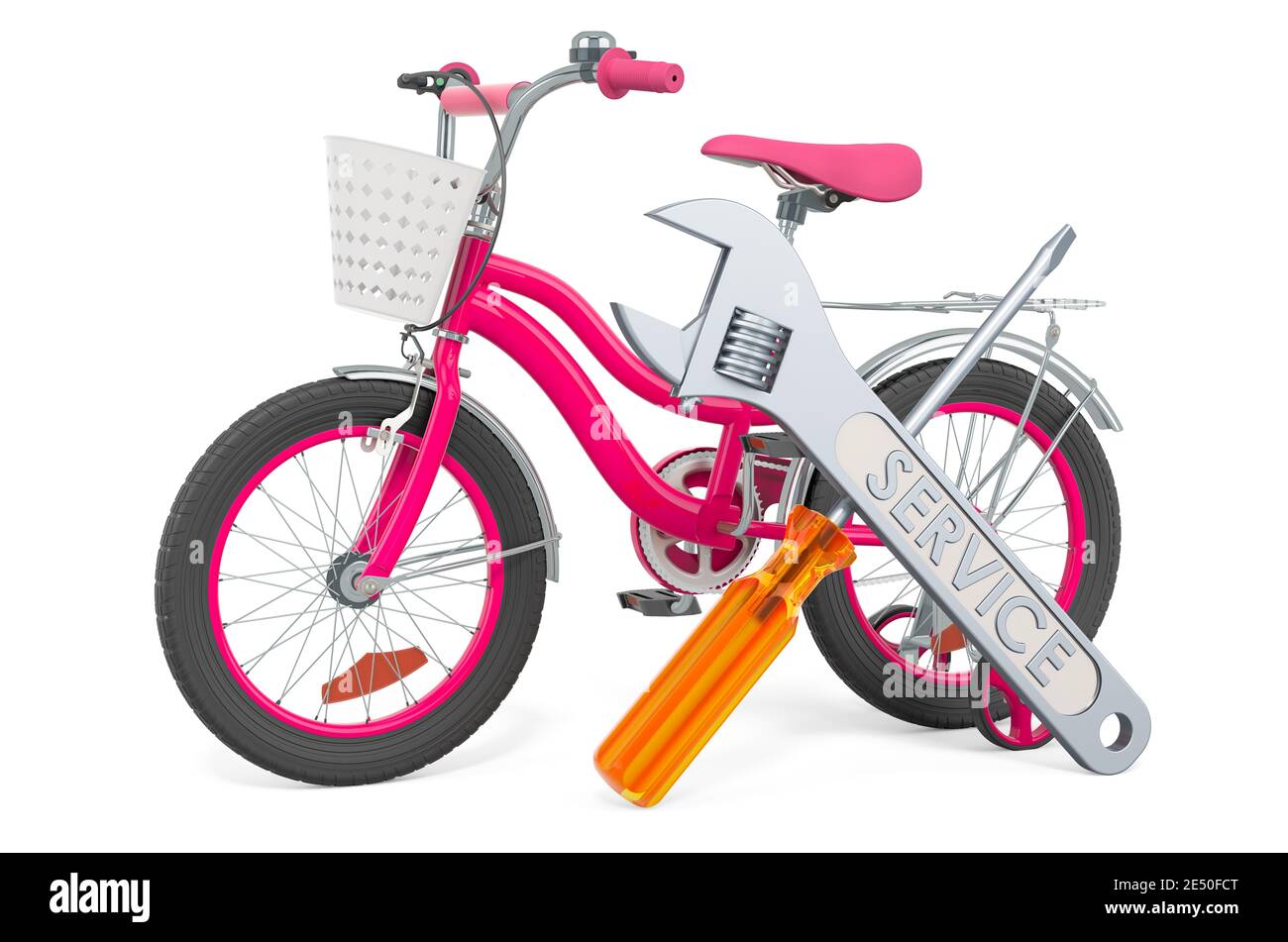 Bicicleta de bebé gris, bicicleta de 3 ruedas para niños aislada en blanco,  representación 3d