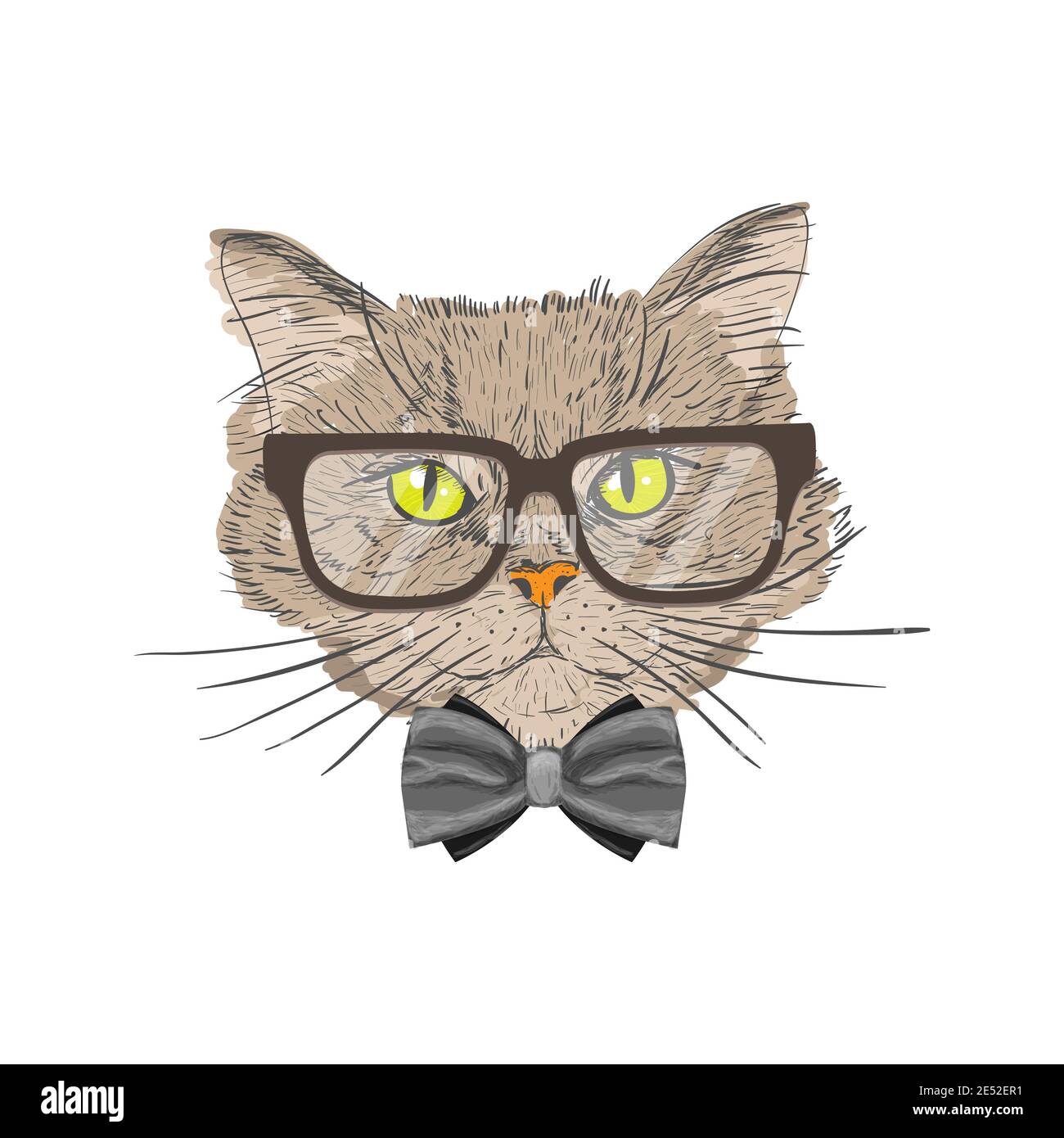 Retrato de un gato con pajarita y gafas hipster con aspecto aislado ilustración vectorial Imagen Vector de stock - Alamy Retrato de un gato con pajarita y gafas hipster con aspecto aislado ilustración vectorial Imagen Vector de stock - Alamy