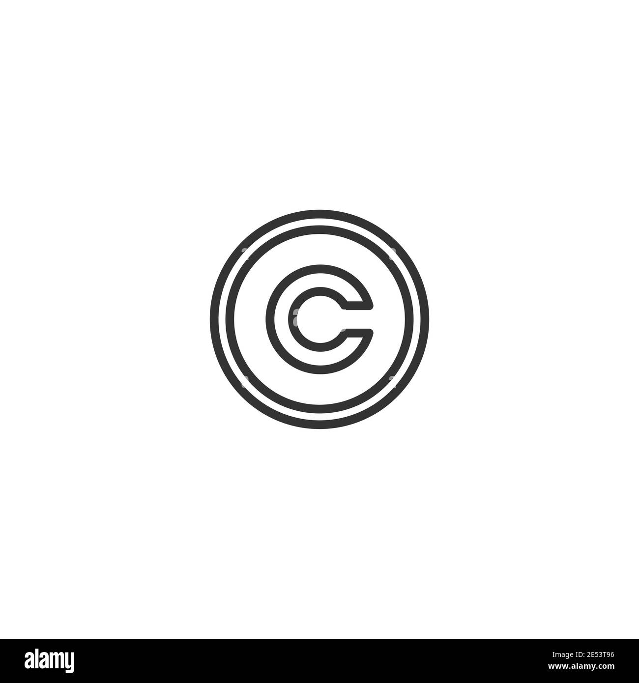 Vector de icono de copyright. Patente, Legal, signo de propiedad intelectual. Protección de autoría. Ilustración vectorial aislada sobre blanco Ilustración del Vector