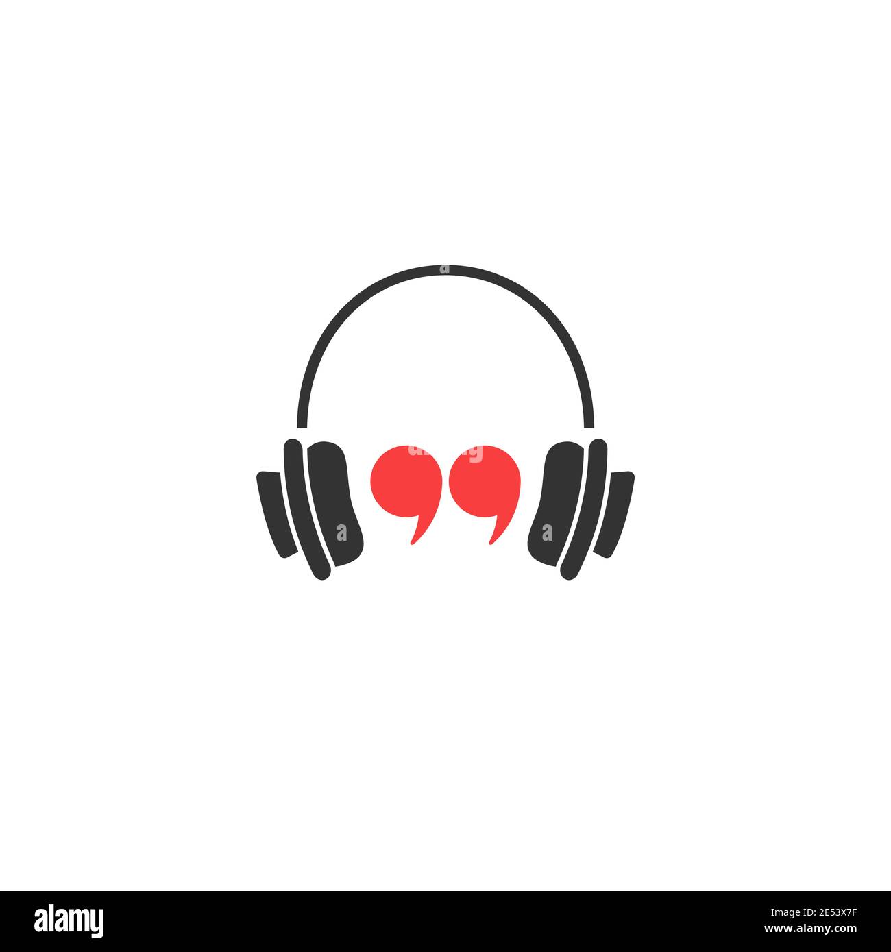 auriculares negros y comillas rojas icono. Auriculares de vector plano,  icono de auriculares aislado en blanco. Escuchar señal de sonido. Operador,  llamada, línea de ayuda, pero Imagen Vector de stock - Alamy