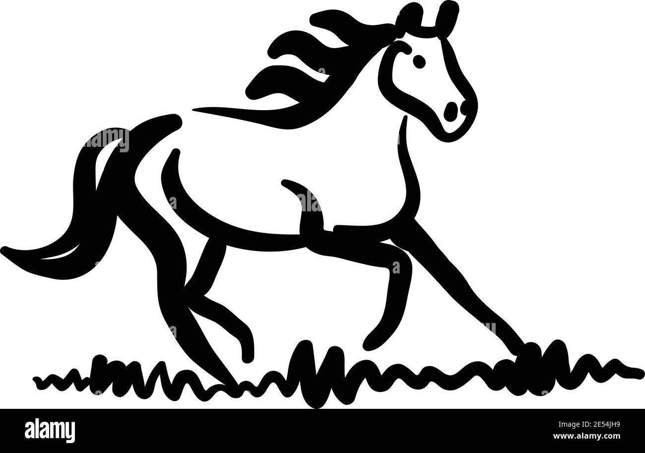 Caballo corriendo Lineart dibujo de animales ilustración de la población de  caballos Imagen Vector de stock - Alamy