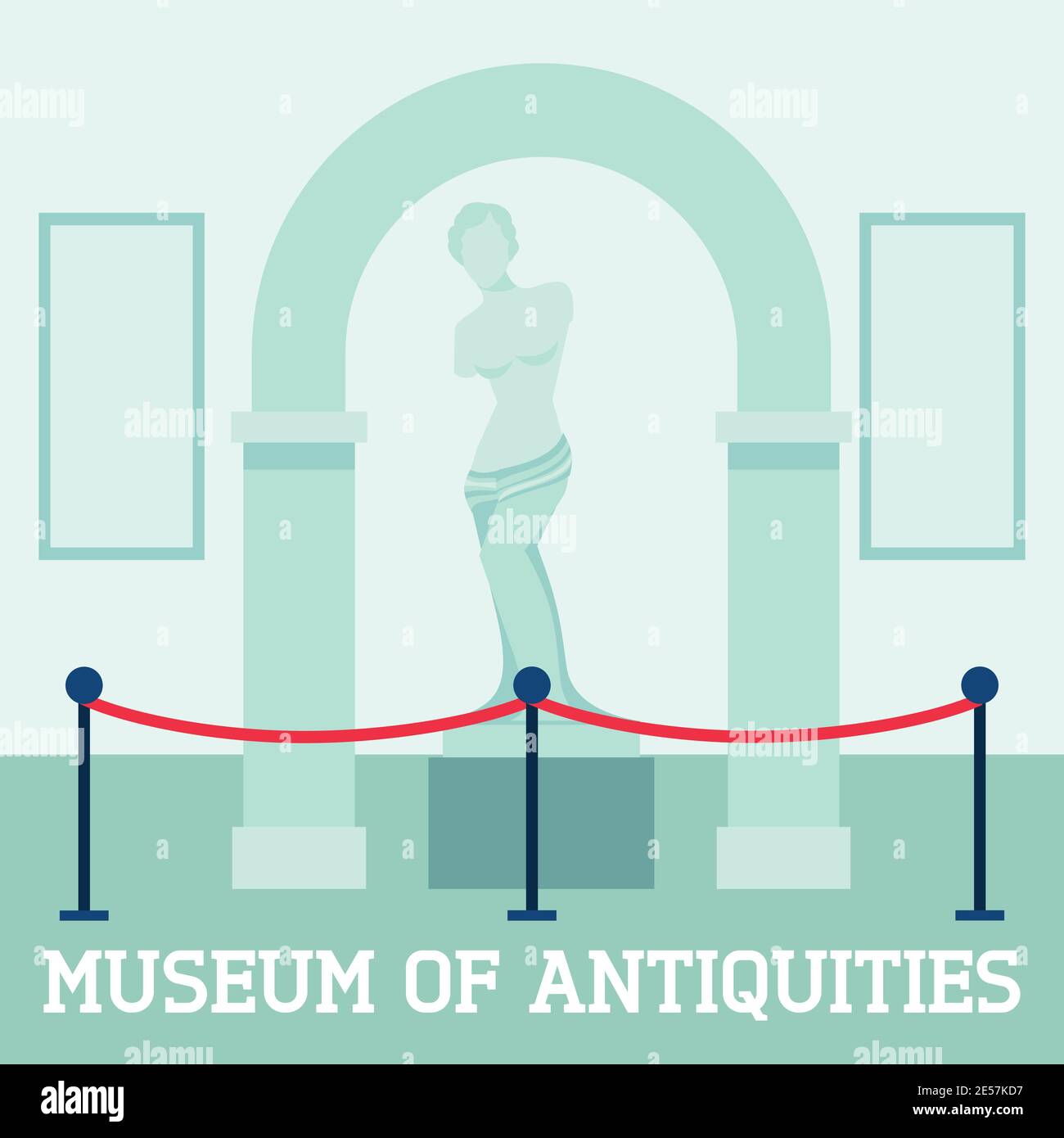 Museo de antigüedades cartel con escultura Afrodita vector plano ilustración. Ilustración del Vector