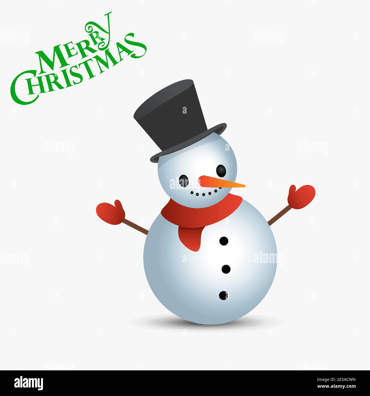 Muñeco de nieve con texto Feliz Navidad. Plantilla para tarjetas de Navidad  Imagen Vector de stock - Alamy