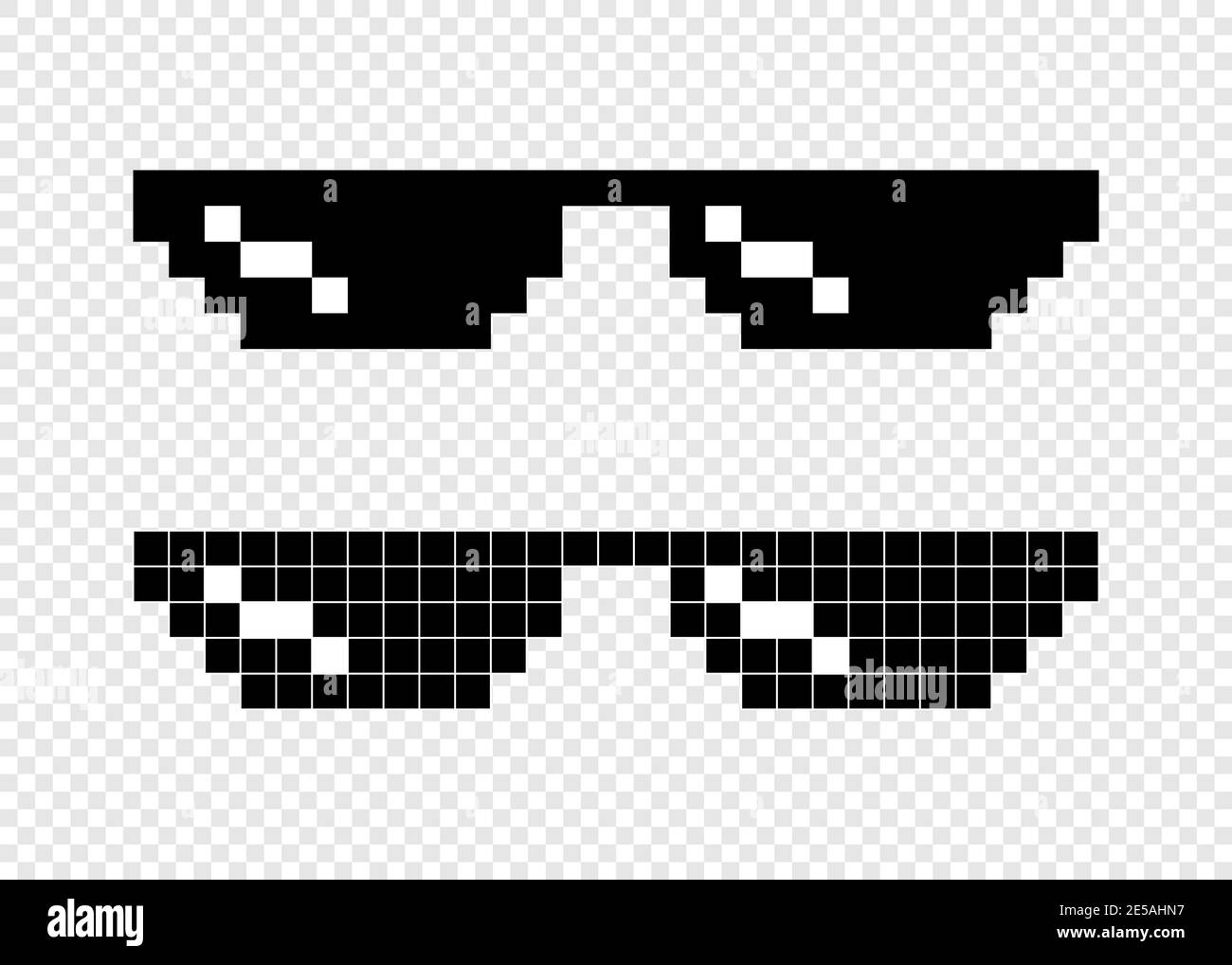 Gafas píxel 8 bits sobre fondo transparente. Gafas negras pixel. Eps10  Imagen Vector de stock - Alamy