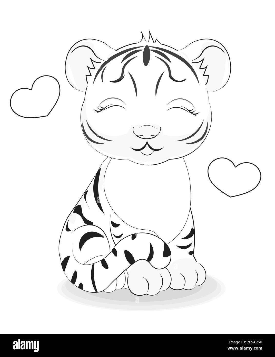Libro De Colores Lindo Bebe Tigre Simbolo 22 34 Ano Nuevo Foto En Dibujo A Mano Estilo Dibujos Animados Para Camiseta Vestir Diseno De Estampado De Moda Tarjeta De Felicitacion Imagen Vector