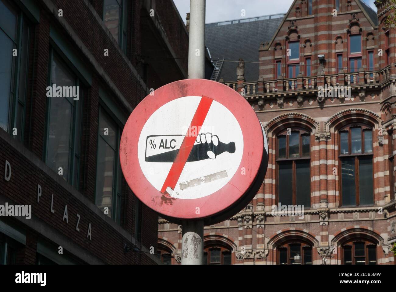 No hay signo de alkohol, Amsterdam, Holanda Foto de stock
