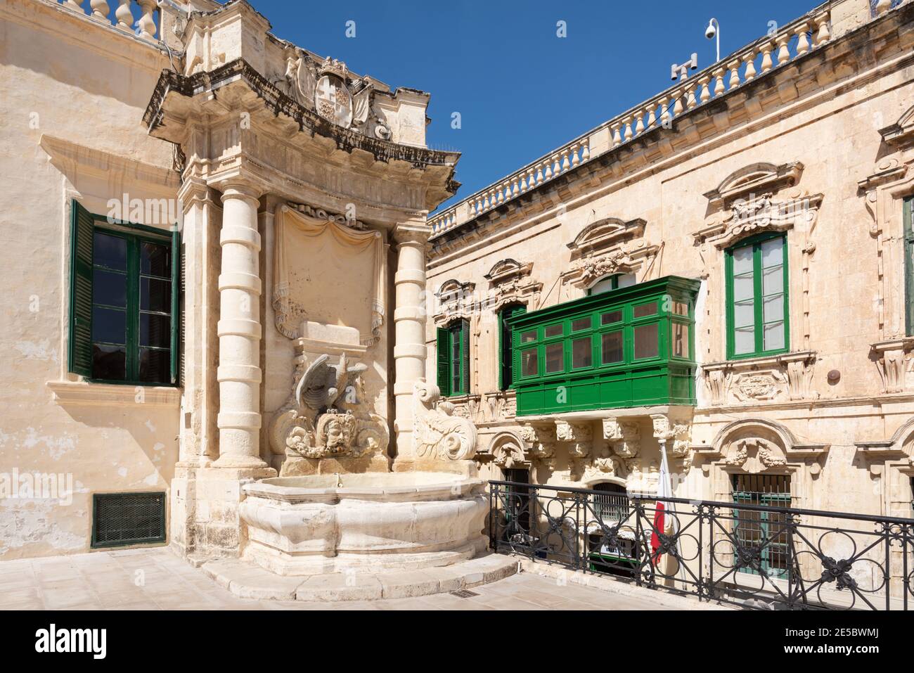 Fuente de Rohan Plaza de San Jorge, Valletta, Malta Foto de stock