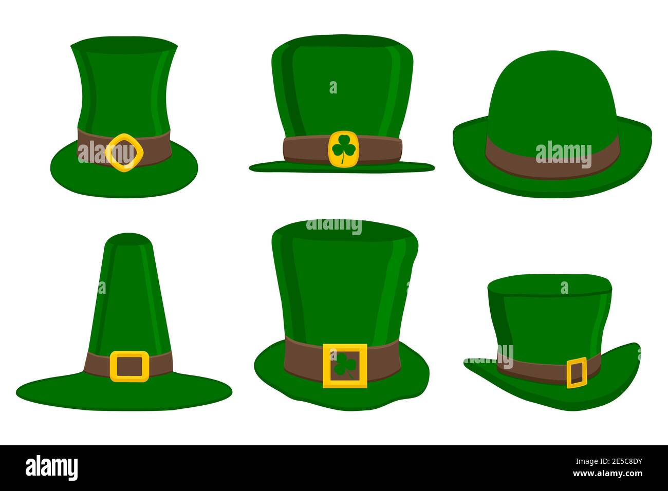 Ilustración sobre el tema vacaciones irlandesas día de San Patricio, establecer sombreros de tocados. Patrón día de San Patricio que consiste en muchos sombreros diferentes verdes en el backgr blanco Ilustración del Vector