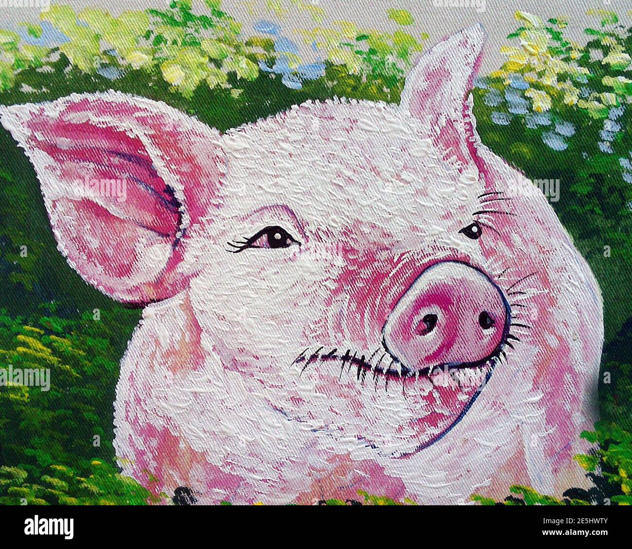 Arte pintura aceite color Smiling lindo cerdo tailandia Fotografía de stock  - Alamy