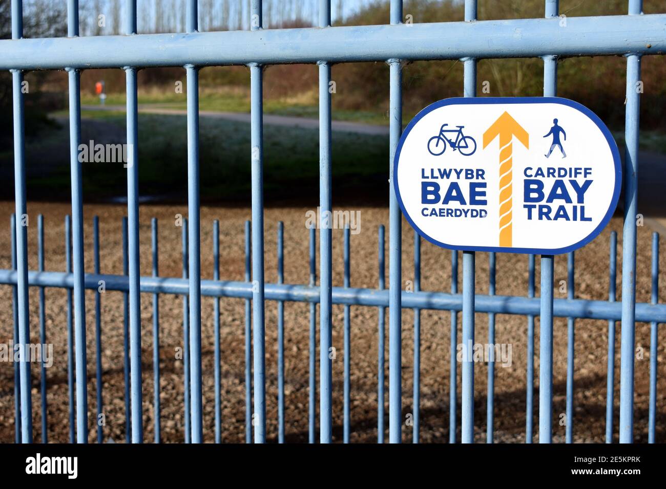 Cartel de Cardiff Bay Trail, Cardiff Bay, Cardiff, Gales Foto de stock