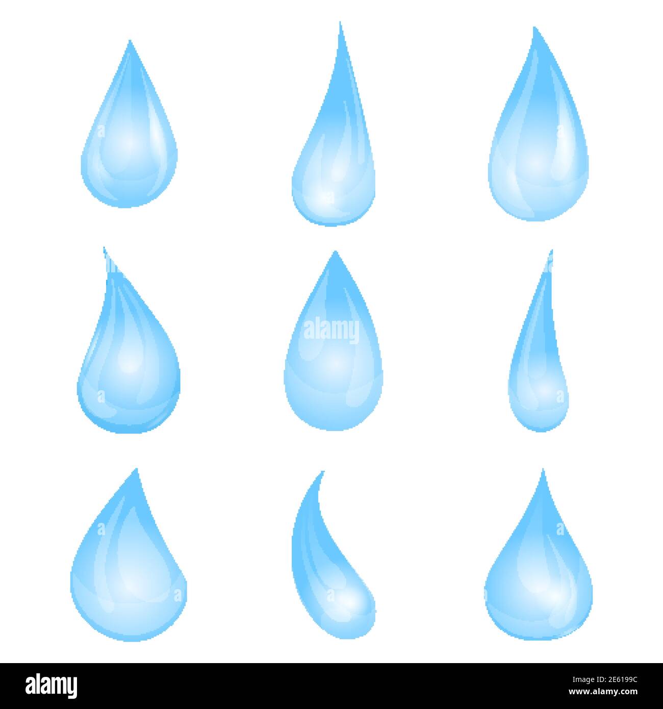 Juego de gotas de agua azul de dibujos animados. Ilustración vectorial  Imagen Vector de stock - Alamy