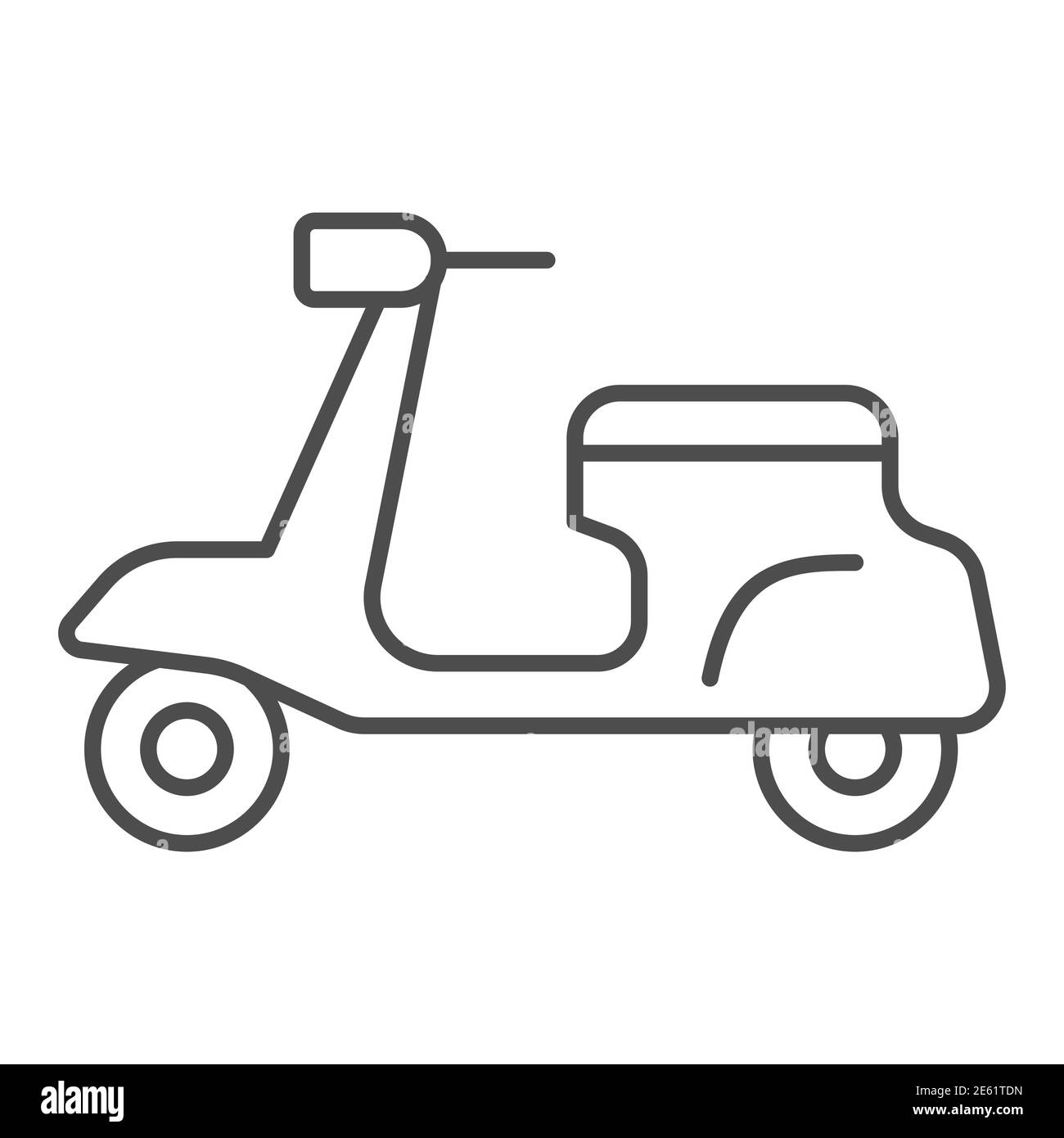 Clásico scooter icono de línea delgada, símbolo de transporte, símbolo de vector ciclomotor en el fondo blanco, entrega icono de motocicleta en el estilo de contorno para móviles Ilustración del Vector