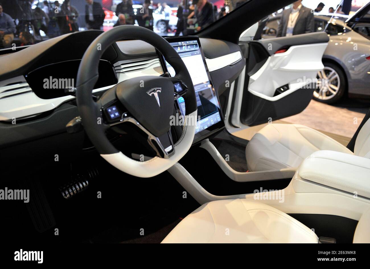 View Of The Interior Of The Tesla Model X Concept Suv As It Is Displayed At The North American International Auto Show In Detroit Michigan January 15 13 Reuters James Fassinger United States