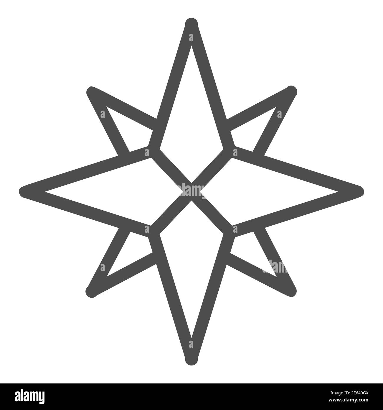 Icono de la línea rosa del viento, concepto náutico, signo de la estrella  de la brújula sobre fondo blanco, viejo estilo de la rosa del viento icono  de la brújula en el