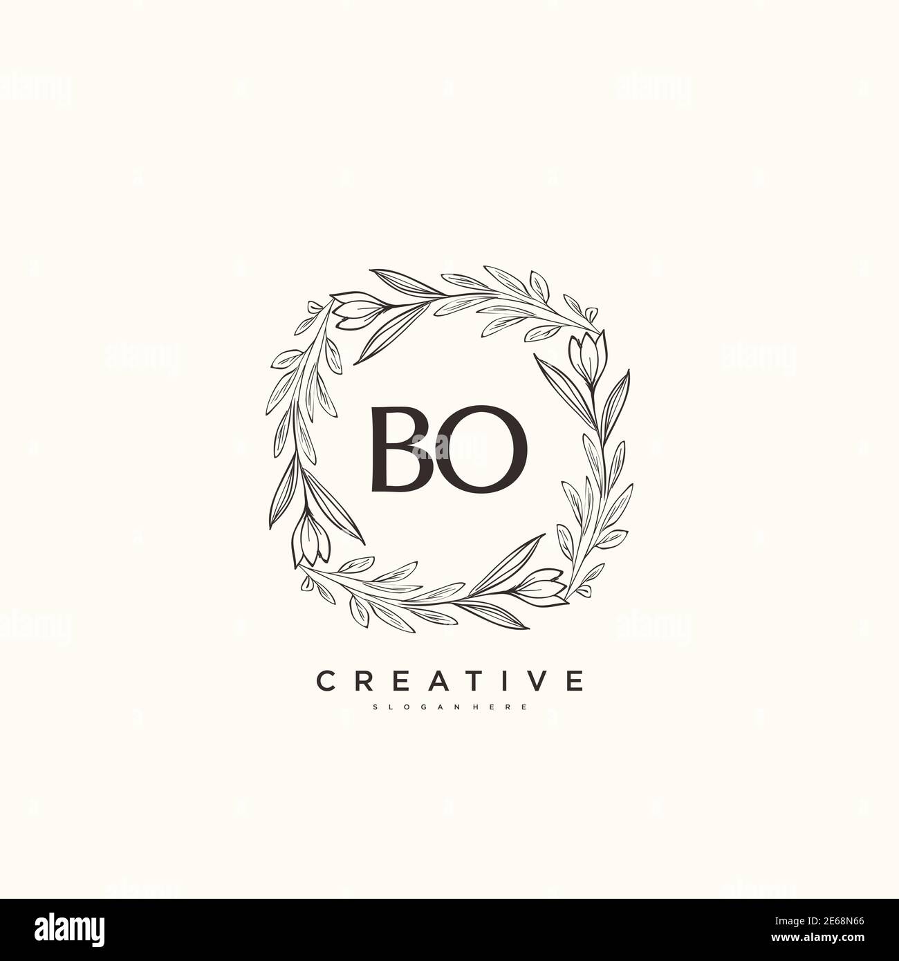 BO Beauty vector logo inicial arte, letra logo de la firma inicial, boda, moda, joyería, boutique, floral y botánico con temperatura creativa Imagen Vector de - Alamy