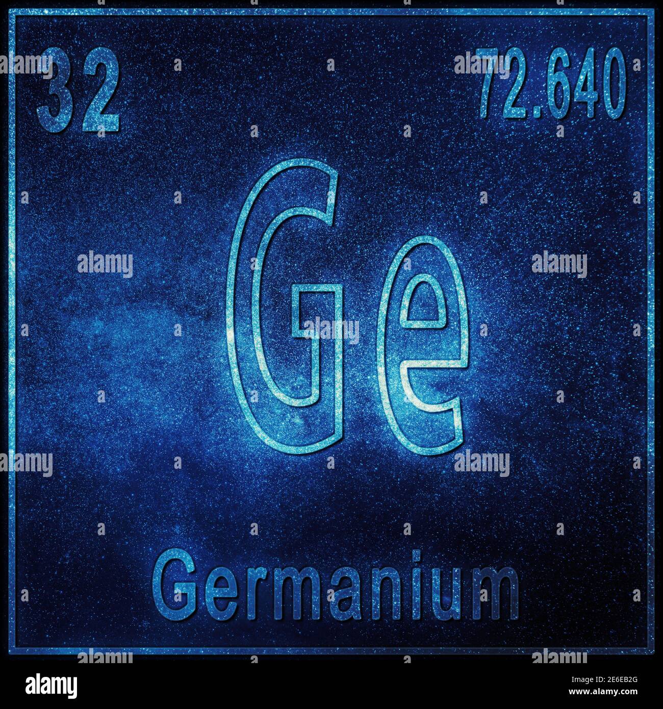 Elemento químico germanio, signo con número atómico y peso atómico, elemento de tabla periódica Foto de stock