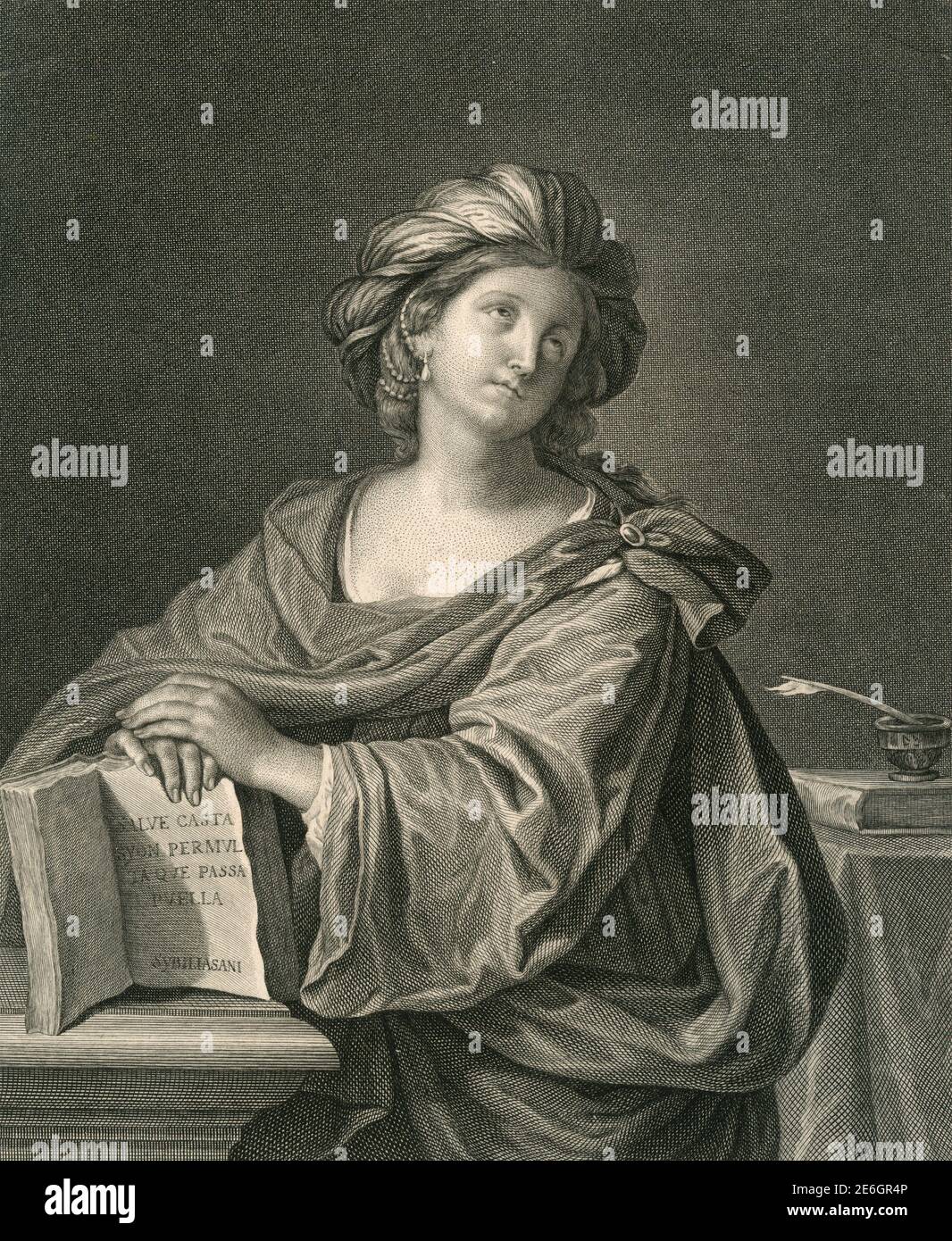 Sibyl, impreso después de le Gitarchin por JB Wicar, grabado por Levillain Foto de stock