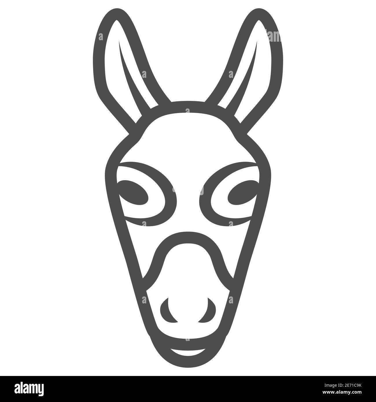 Icono de línea de cabeza de burro, concepto de animales de granja