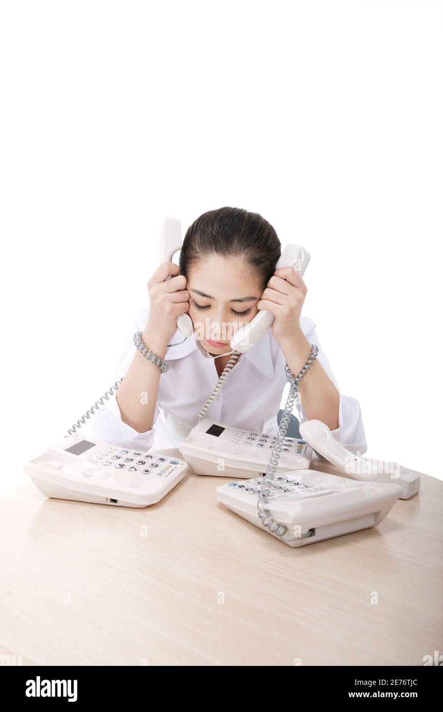Mujer de negocios en el teléfono foto de alta calidad Foto de stock